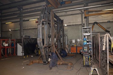Welding work on a large steel structure