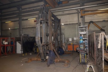 Welding work on a large steel structure